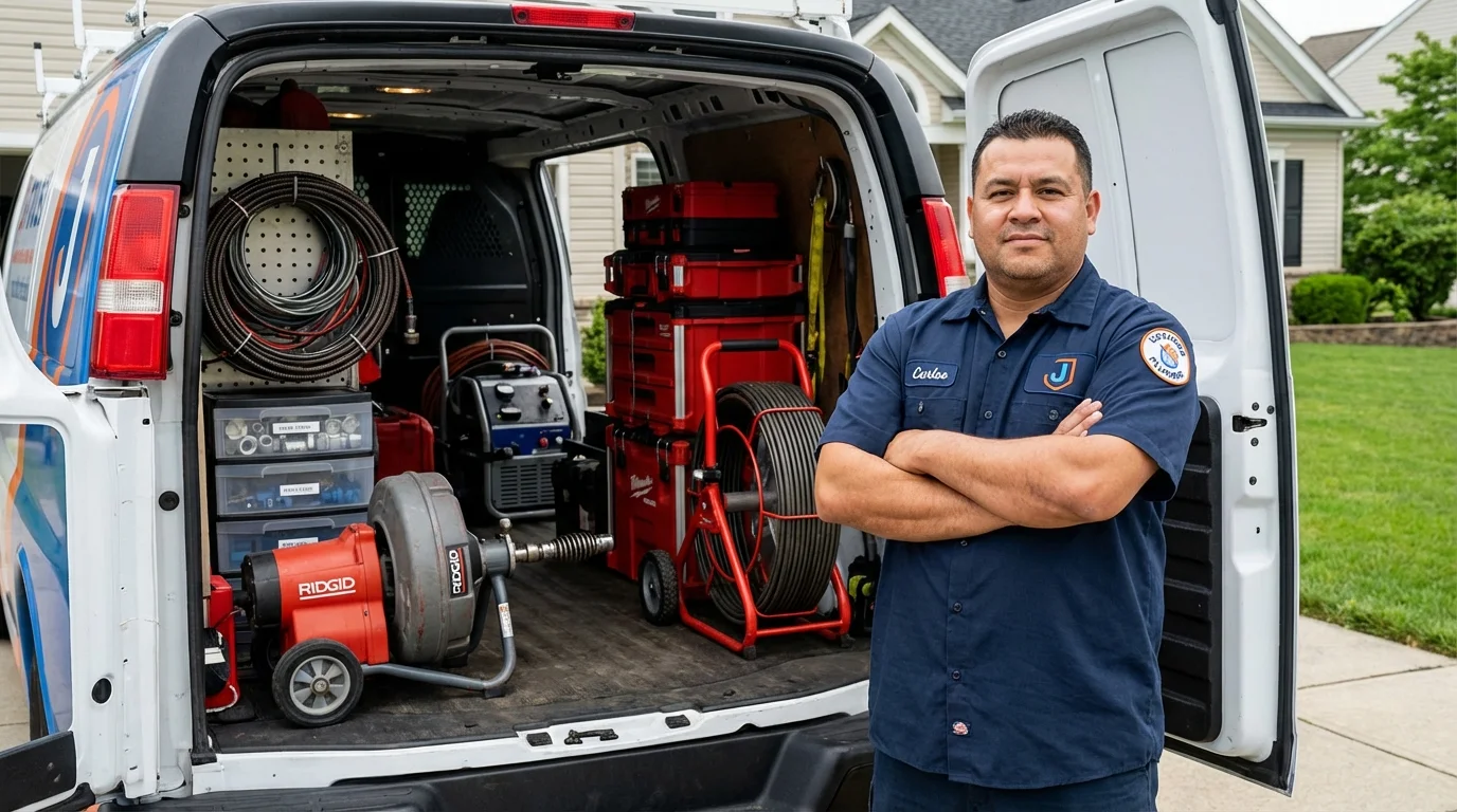Professional drain cleaning equipment and Johns Plumbing LLC plumber in Manteca