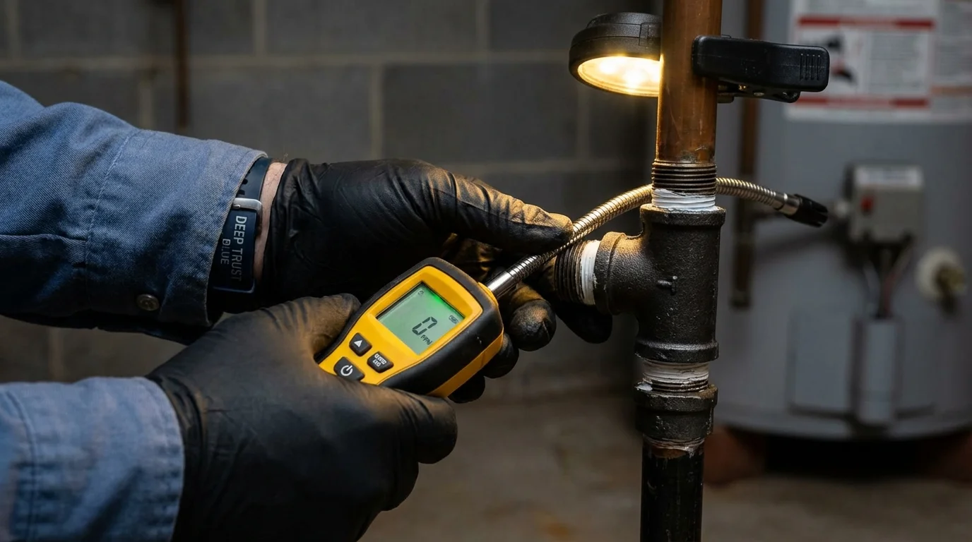Gas leak detection with electronic sniffer by Johns Plumbing LLC in Manteca