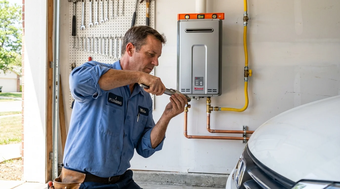 Tankless water heater installation by a Johns Plumbing LLC plumber in Manteca